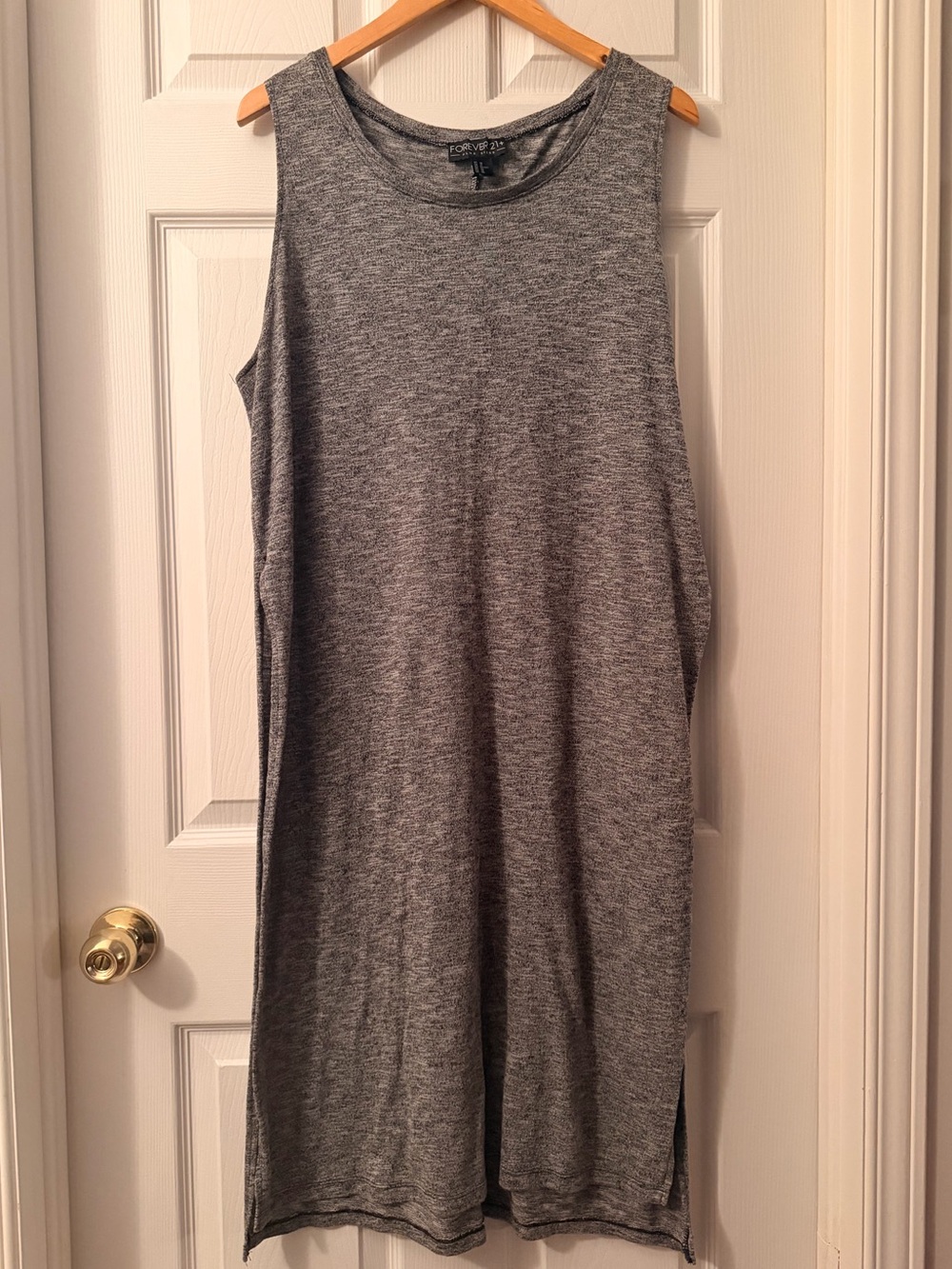 Forever 21 Gray Sleeveless high-slit longline Tank Dress - size 1X